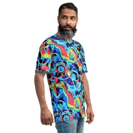 Aqua Mayhem on a Men's Crew Neck T-Shirt