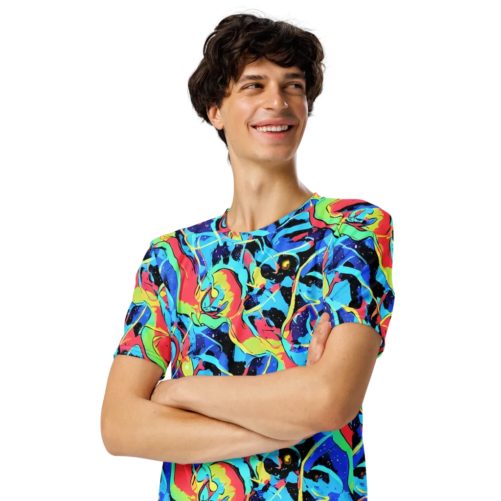 Aqua Mayhem on Men's Crew Neck T-Shirt — Left Front