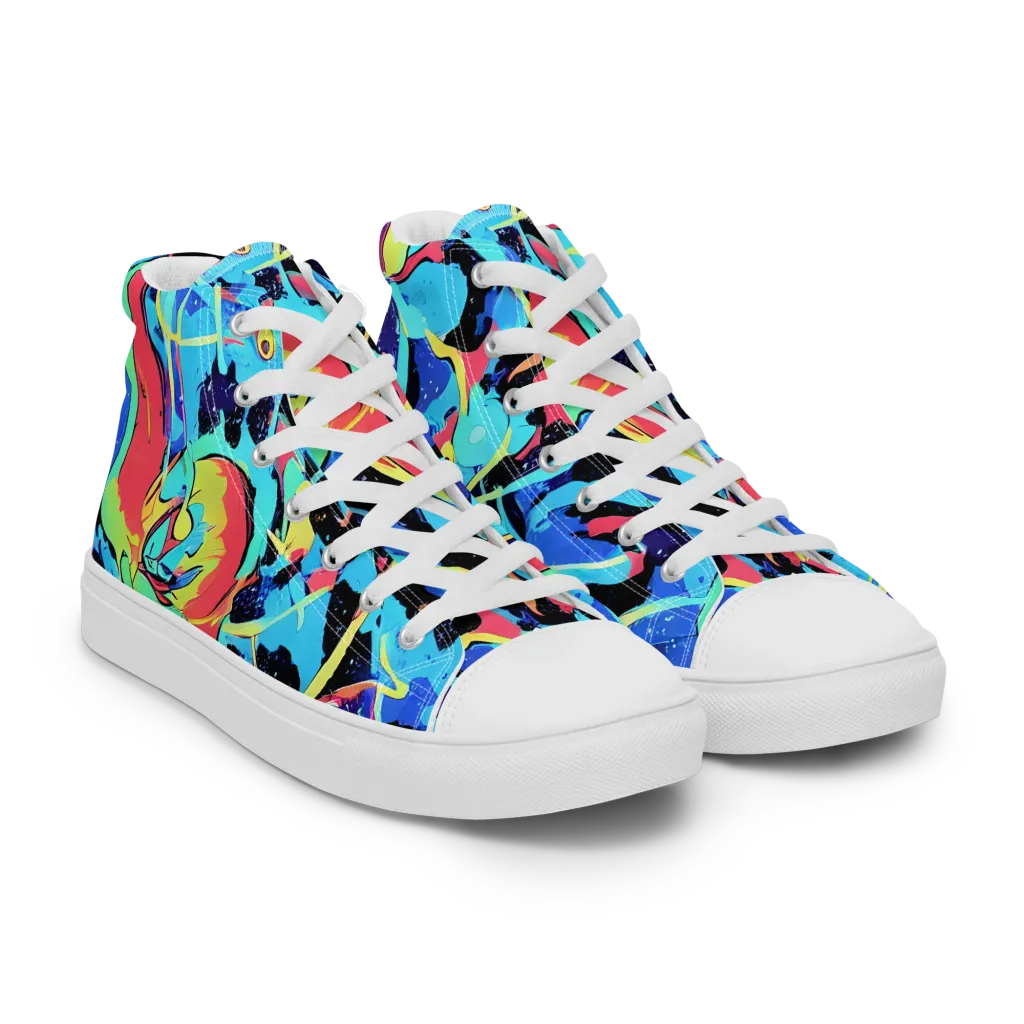 Aqua Mayhem on Men's High Top Canvas Shoes — Right Front