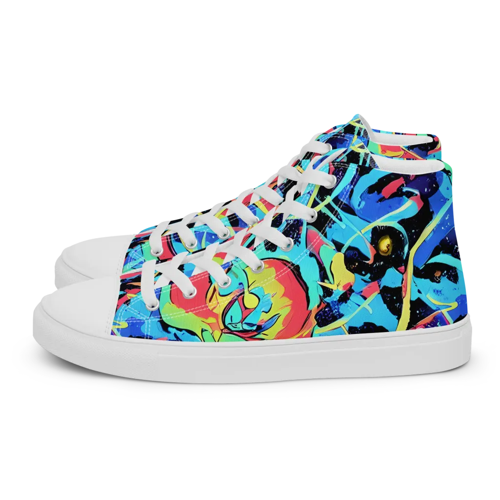 Aqua Mayhem on Men's High Top Canvas Shoes — Left
