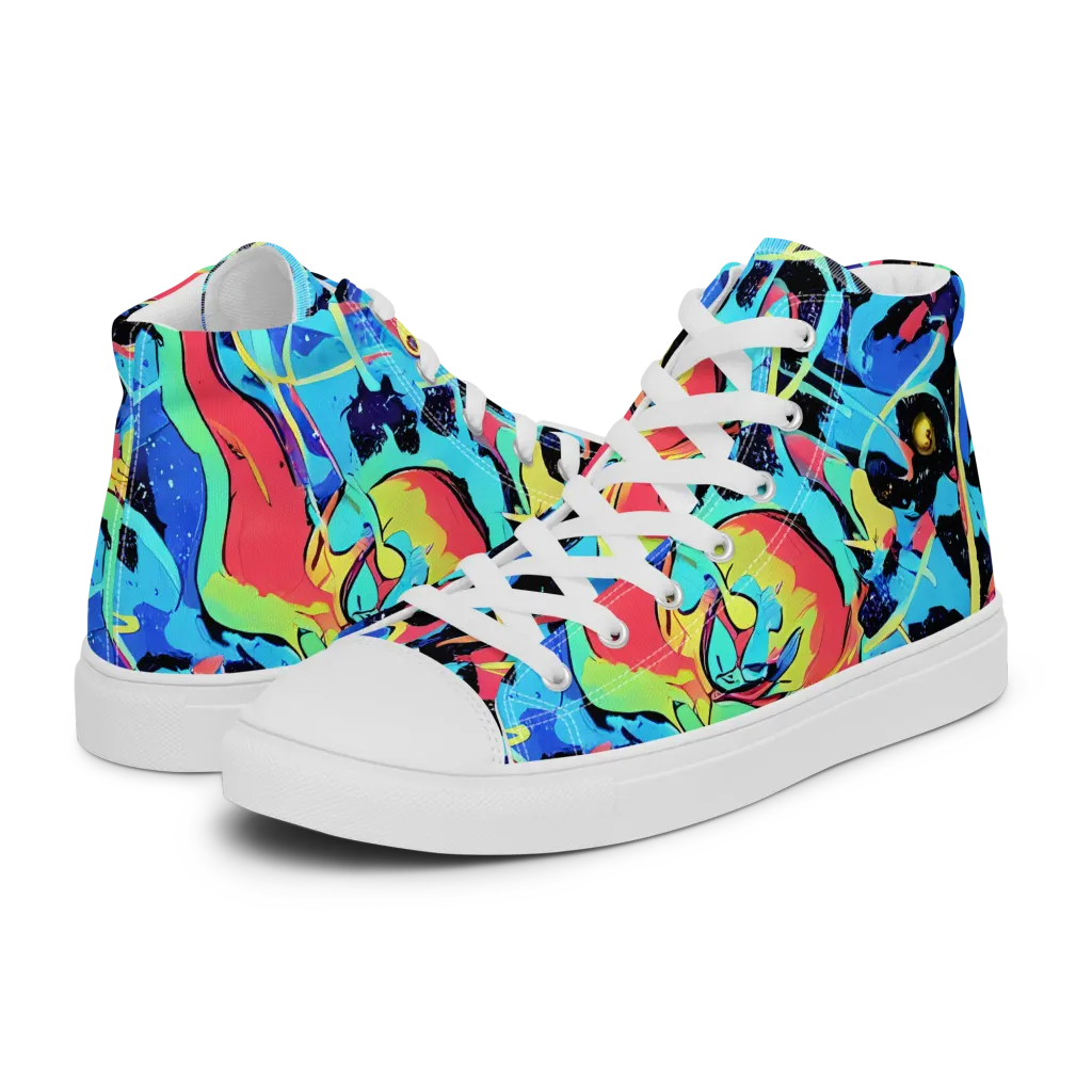 Aqua Mayhem on Men's High Top Canvas Shoes — Left