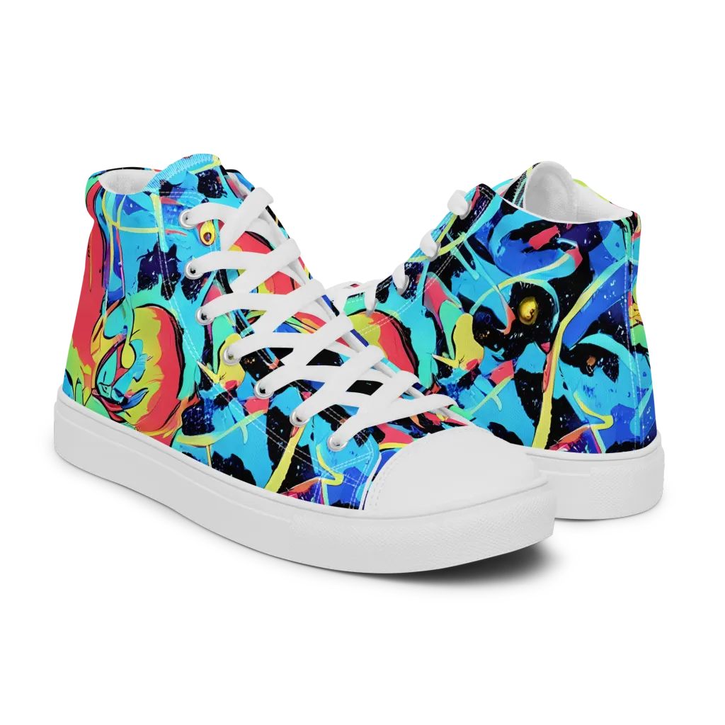 Aqua Mayhem on Men's High Top Canvas Shoes — Right