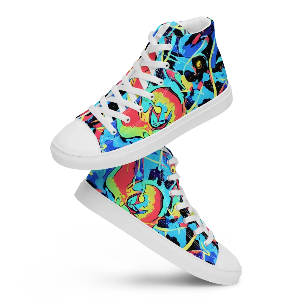 Aqua Mayhem on Men's High Top Canvas Shoes — Front