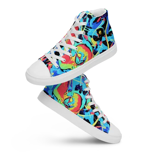 Aqua Mayhem on a Men's High Top Canvas Shoes