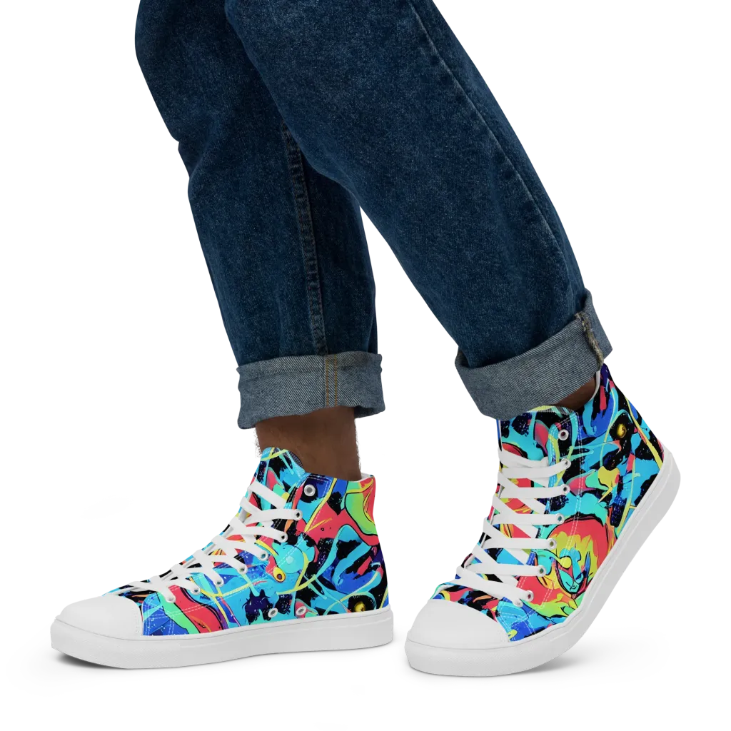 Aqua Mayhem on Men's High Top Canvas Shoes — Left