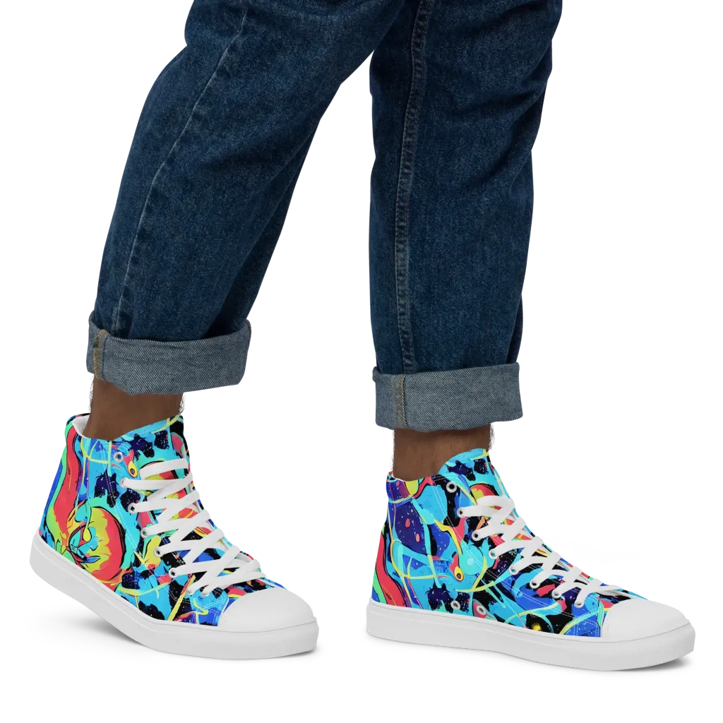 Aqua Mayhem on Men's High Top Canvas Shoes — Right