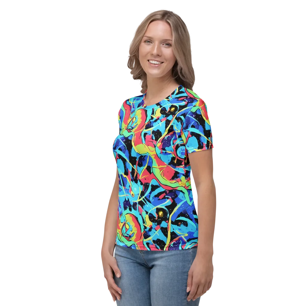 Aqua Mayhem on Women's Crew Neck T-Shirt — Left