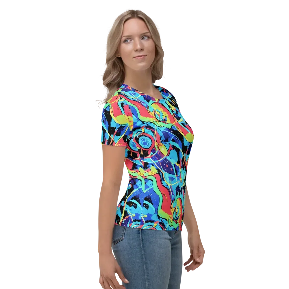 Aqua Mayhem on Women's Crew Neck T-Shirt — Right