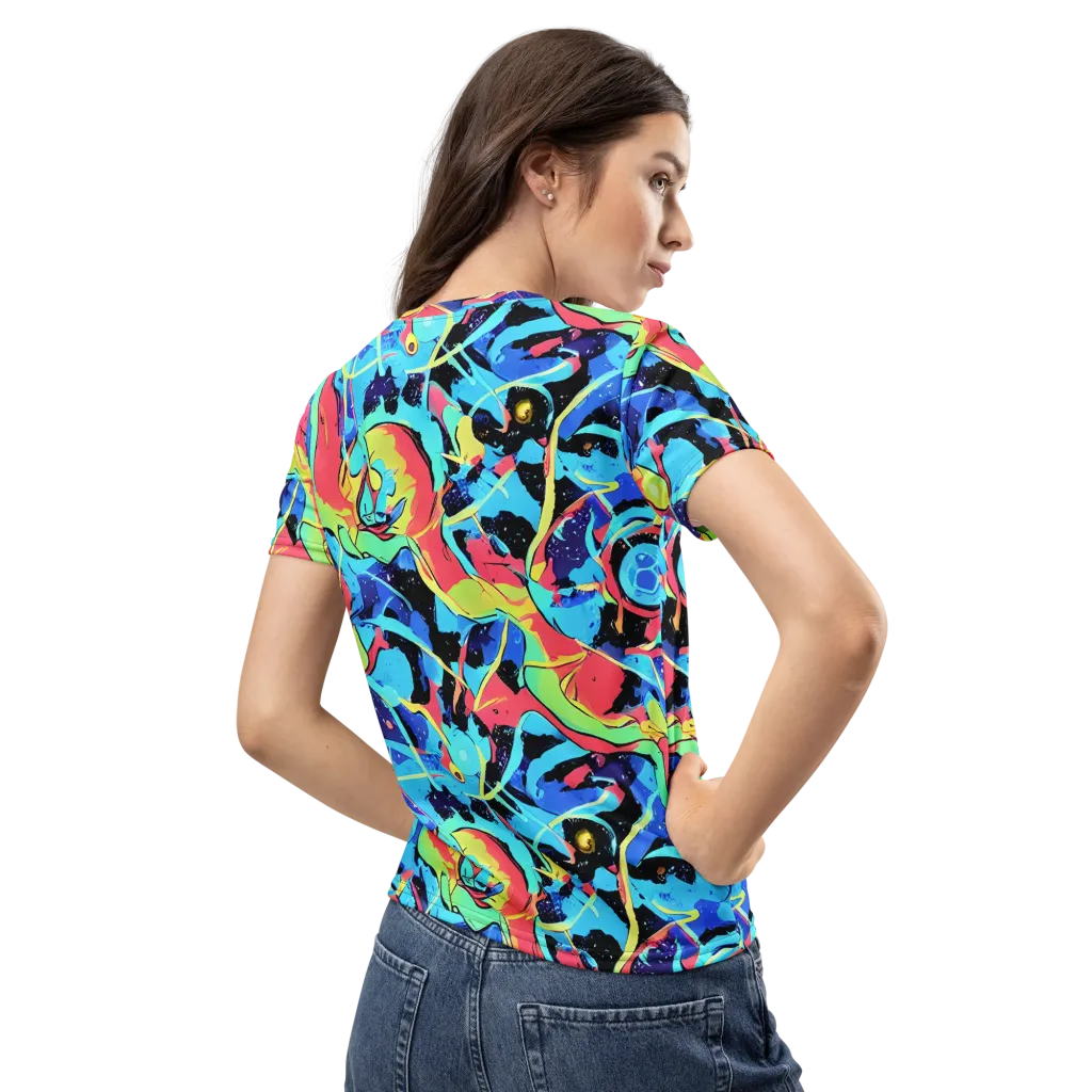 Aqua Mayhem on Women's Crew Neck T-Shirt — Back