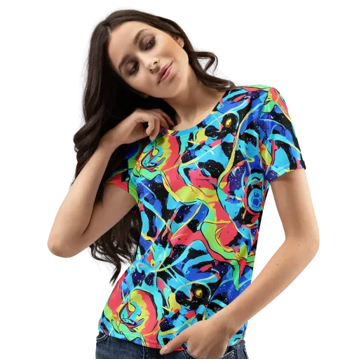 Aqua Mayhem on a Women's Crew Neck T-Shirt