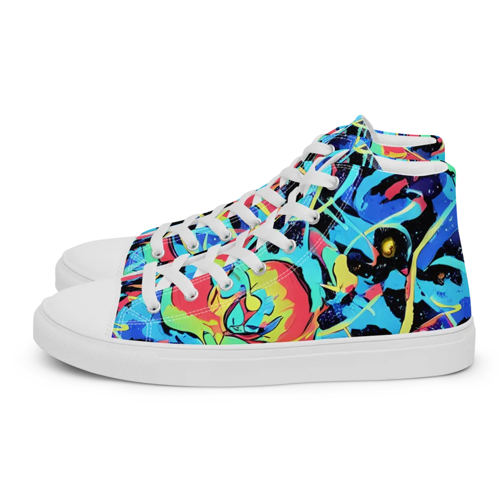 Aqua Mayhem on Women's High Top Canvas Shoes — Left