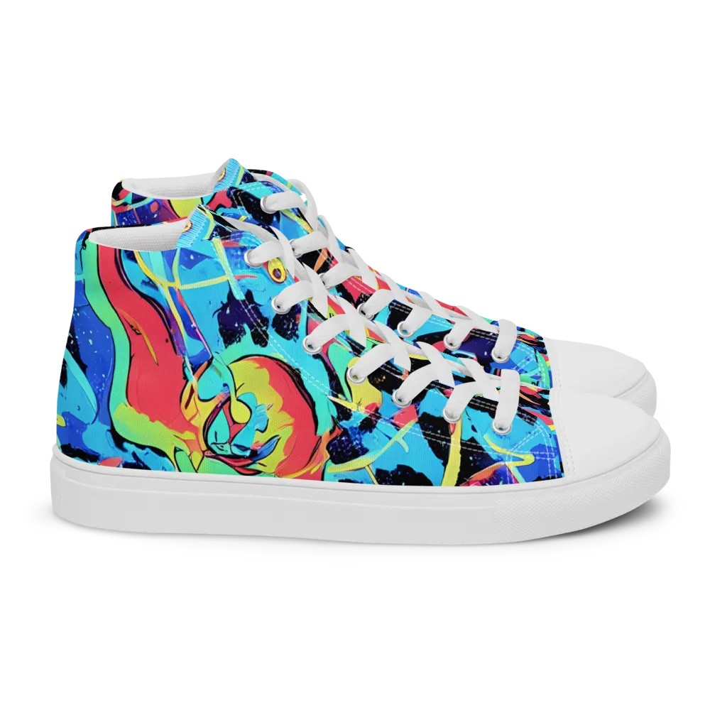 Aqua Mayhem on Women's High Top Canvas Shoes — Right