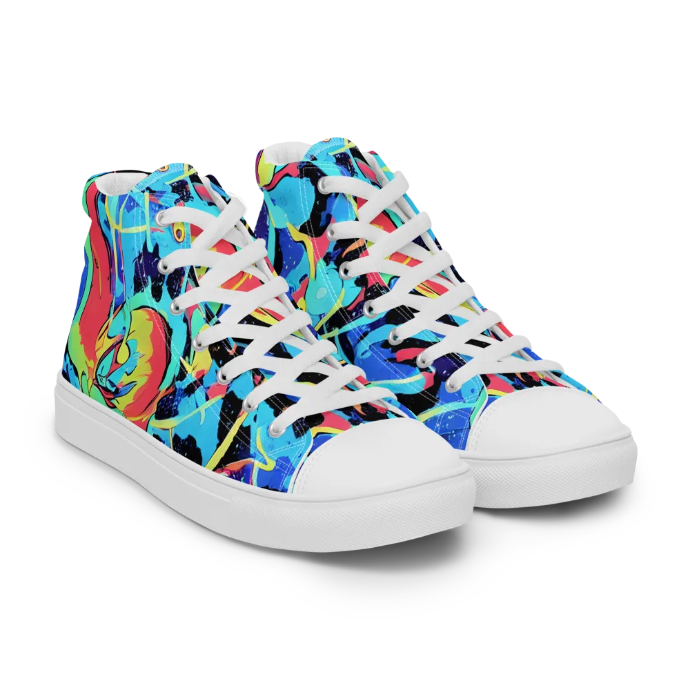 Aqua Mayhem on Women's High Top Canvas Shoes — Right Front