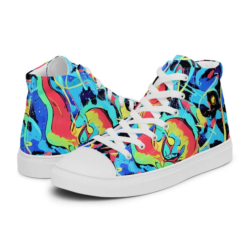 Aqua Mayhem on Women's High Top Canvas Shoes — Left