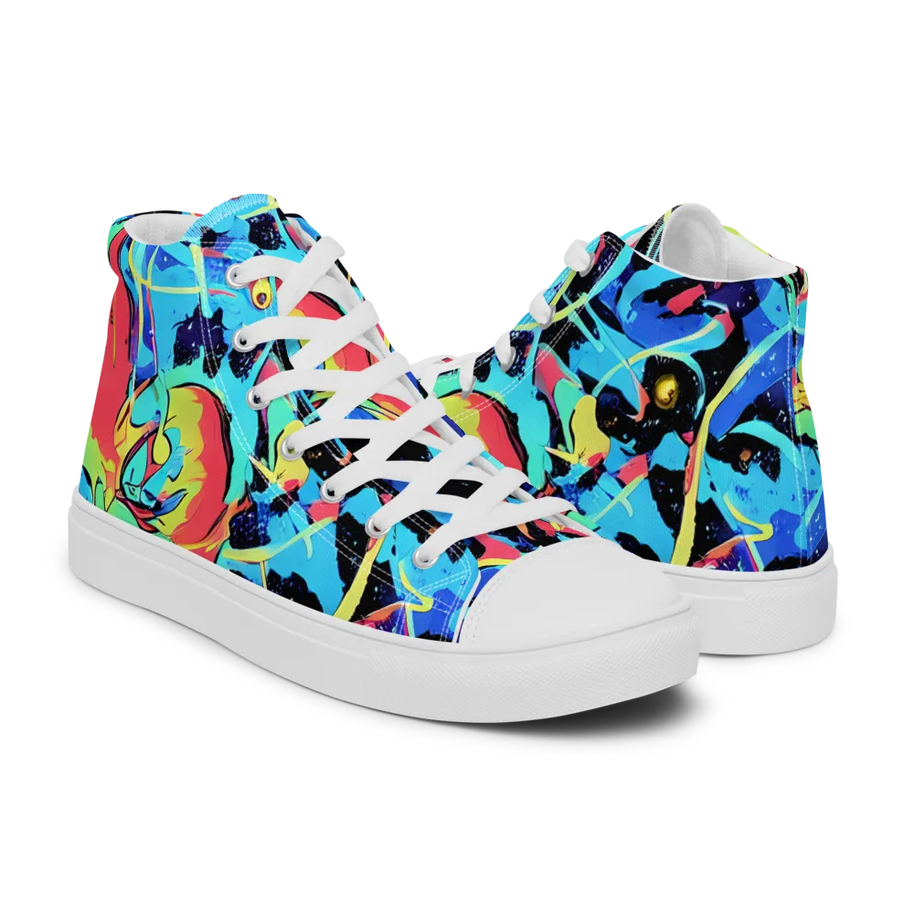 Aqua Mayhem on Women's High Top Canvas Shoes — Right