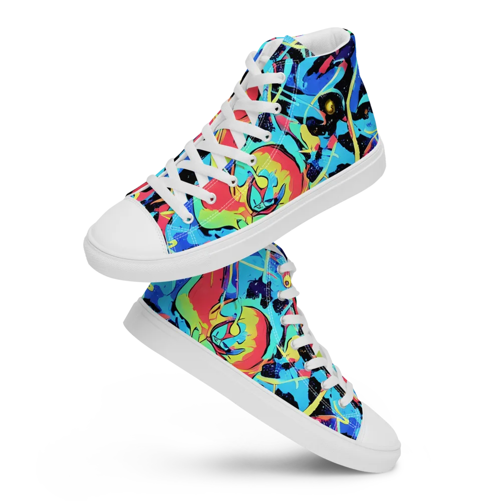 Aqua Mayhem on Women's High Top Canvas Shoes — Front