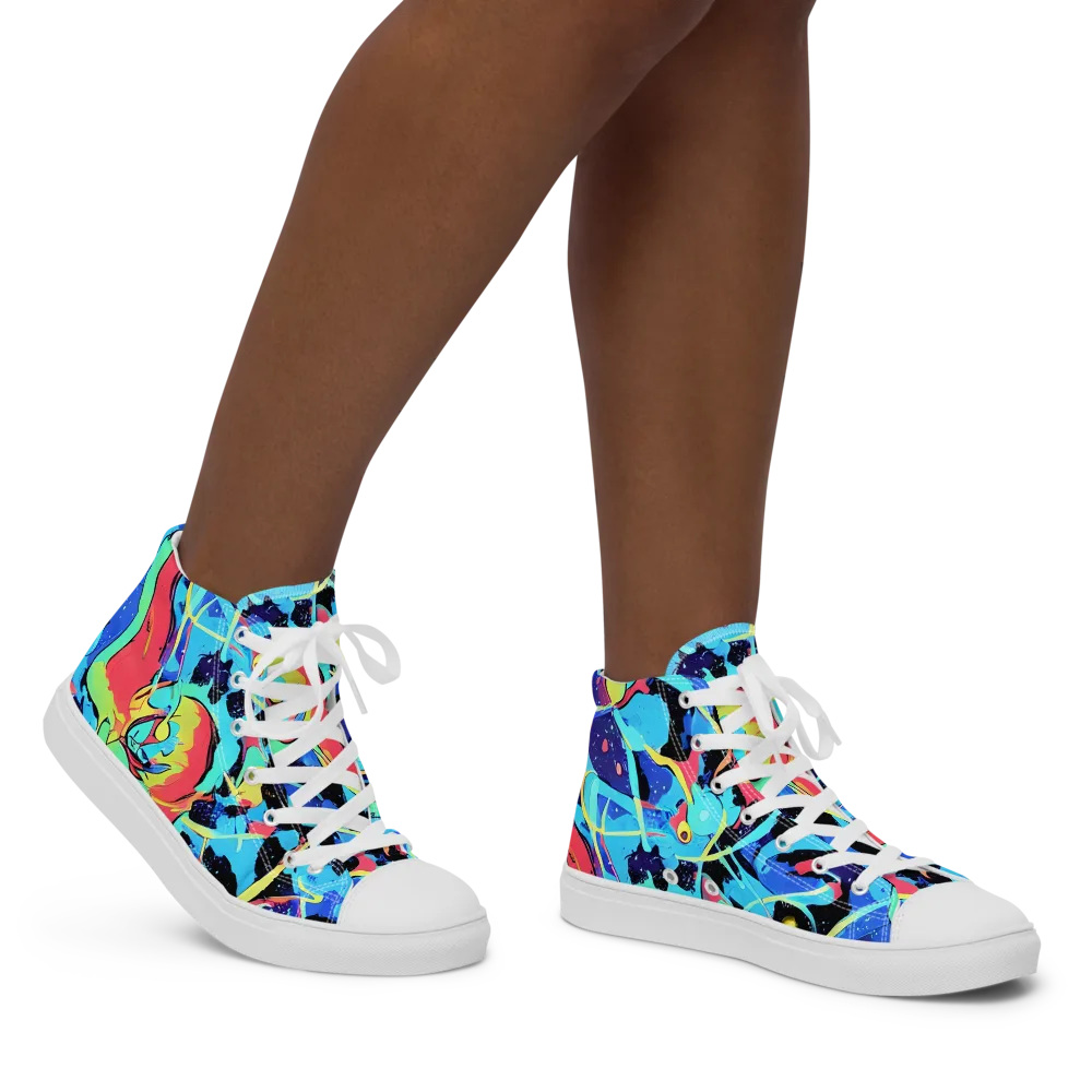 Aqua Mayhem on Women's High Top Canvas Shoes — Right