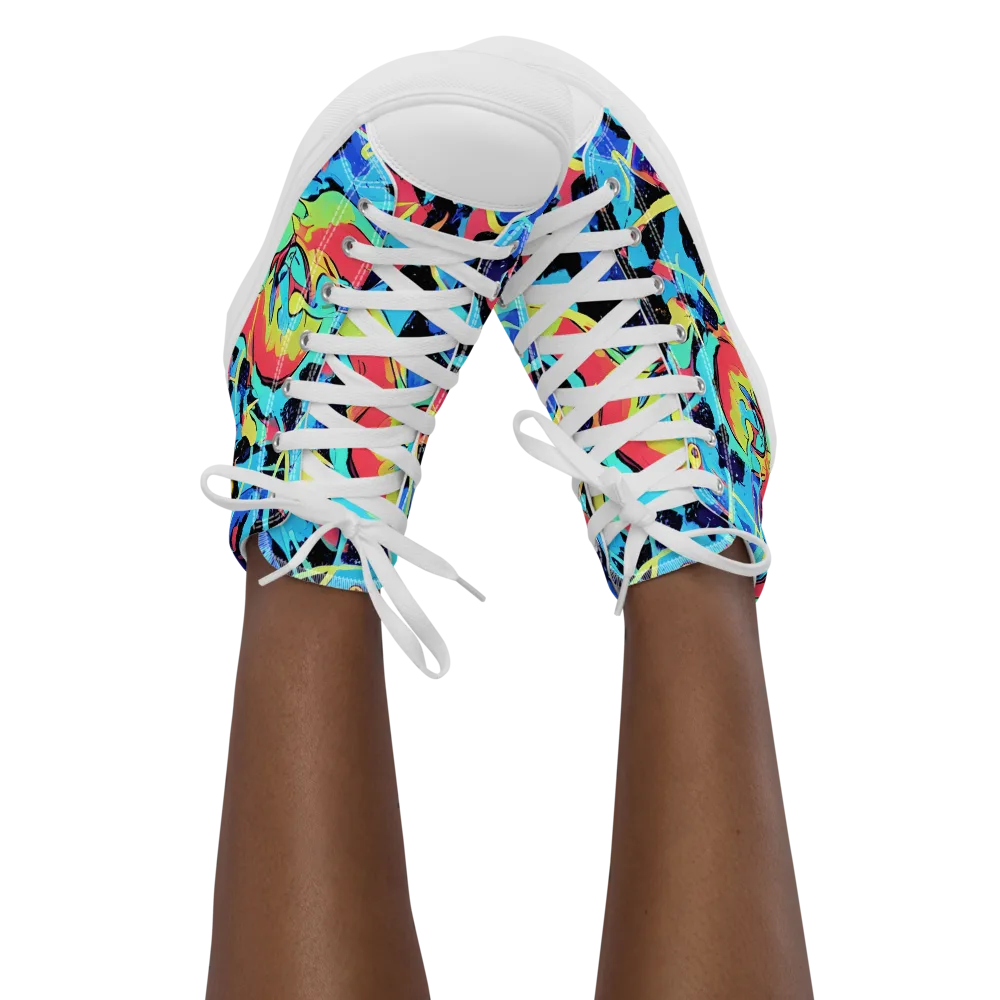 Aqua Mayhem on Women's High Top Canvas Shoes — Front