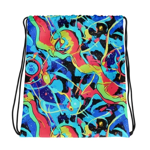 Aqua Mayhem on a Drawstring Bag