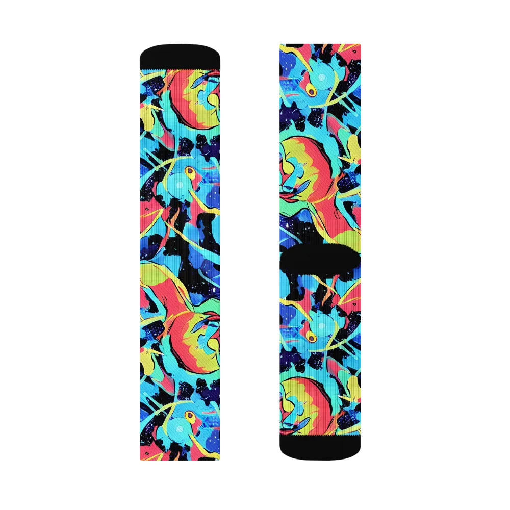 Aqua Mayhem on Socks — Left Sock