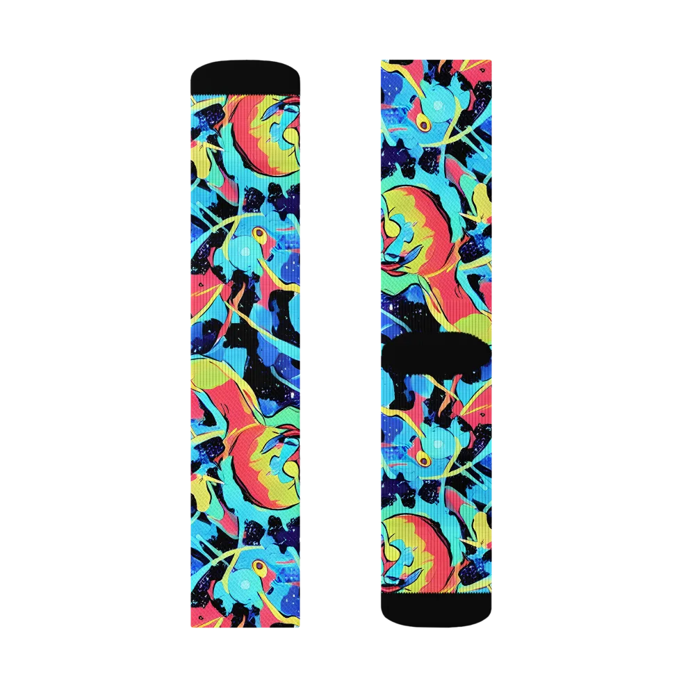 Aqua Mayhem on Socks — Right Sock