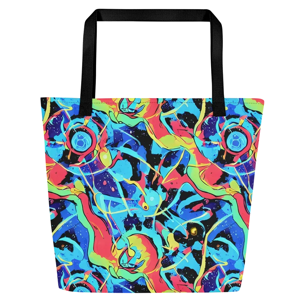 Aqua Mayhem on Large Tote Bag W/ Pocket — Front