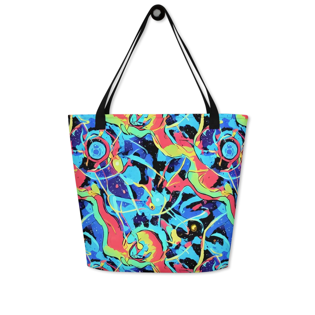 Aqua Mayhem on Large Tote Bag W/ Pocket — Front