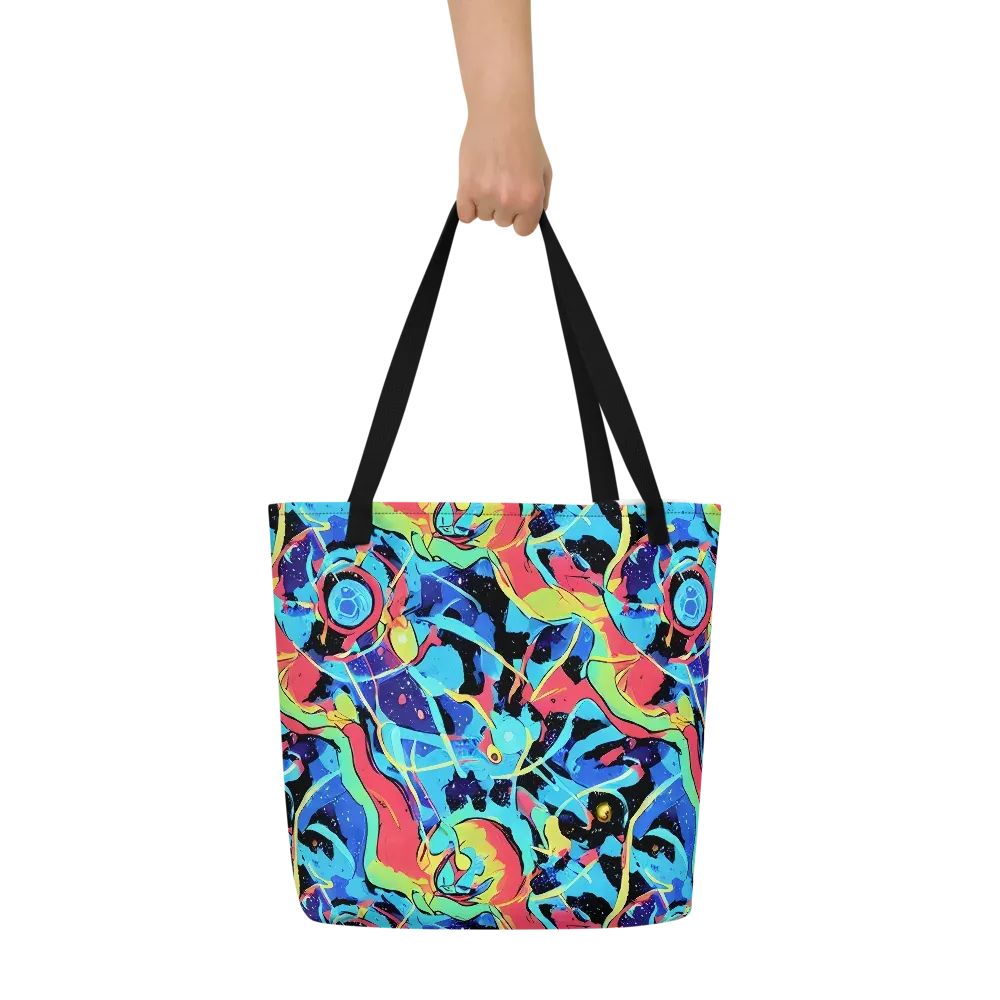 Aqua Mayhem on Large Tote Bag W/ Pocket — Front