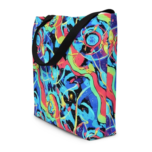 Aqua Mayhem on a Large Tote Bag W/ Pocket