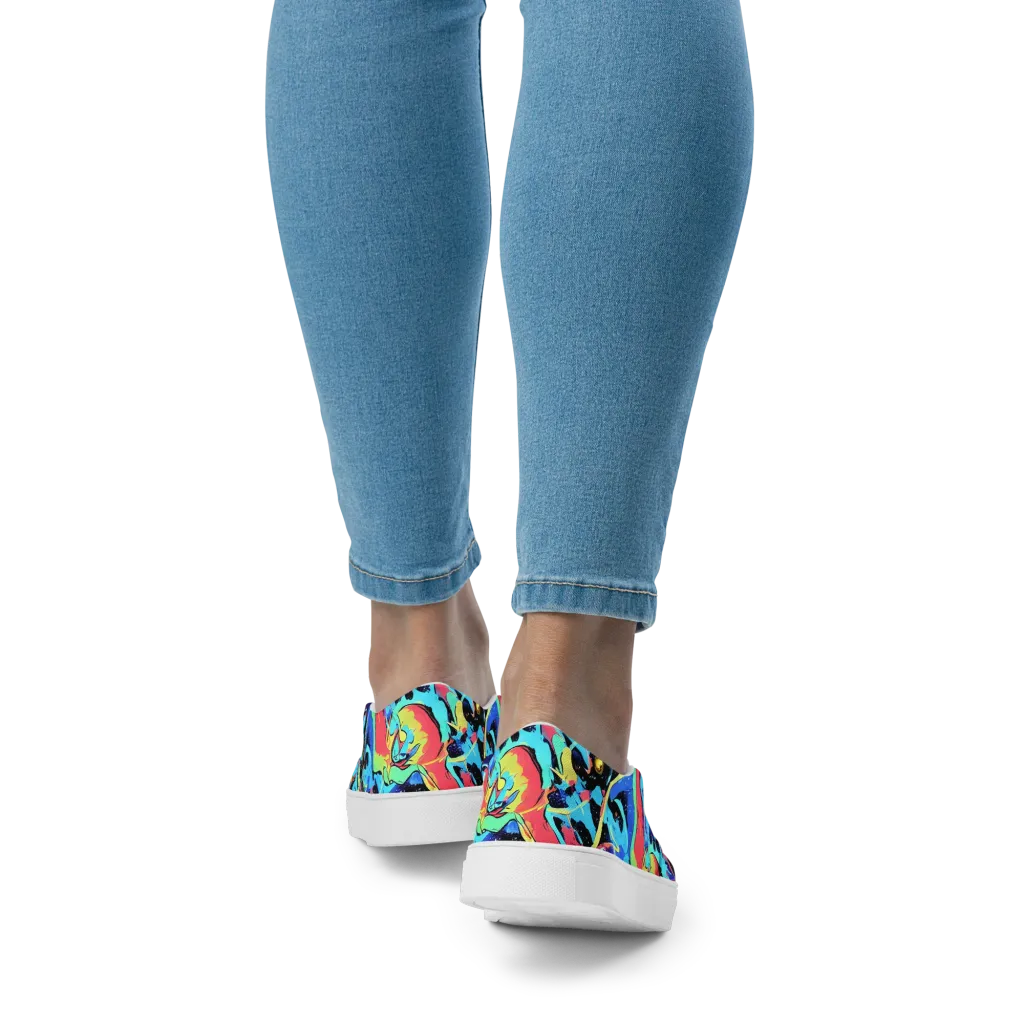 Aqua Mayhem on Women's Slip-On Canvas Shoes — Back
