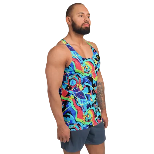 Aqua Mayhem on a Men's Tank Top