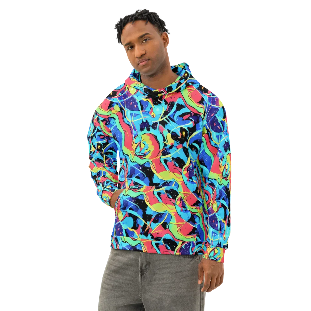 Aqua Mayhem on Cotton Hoodie — Left Front