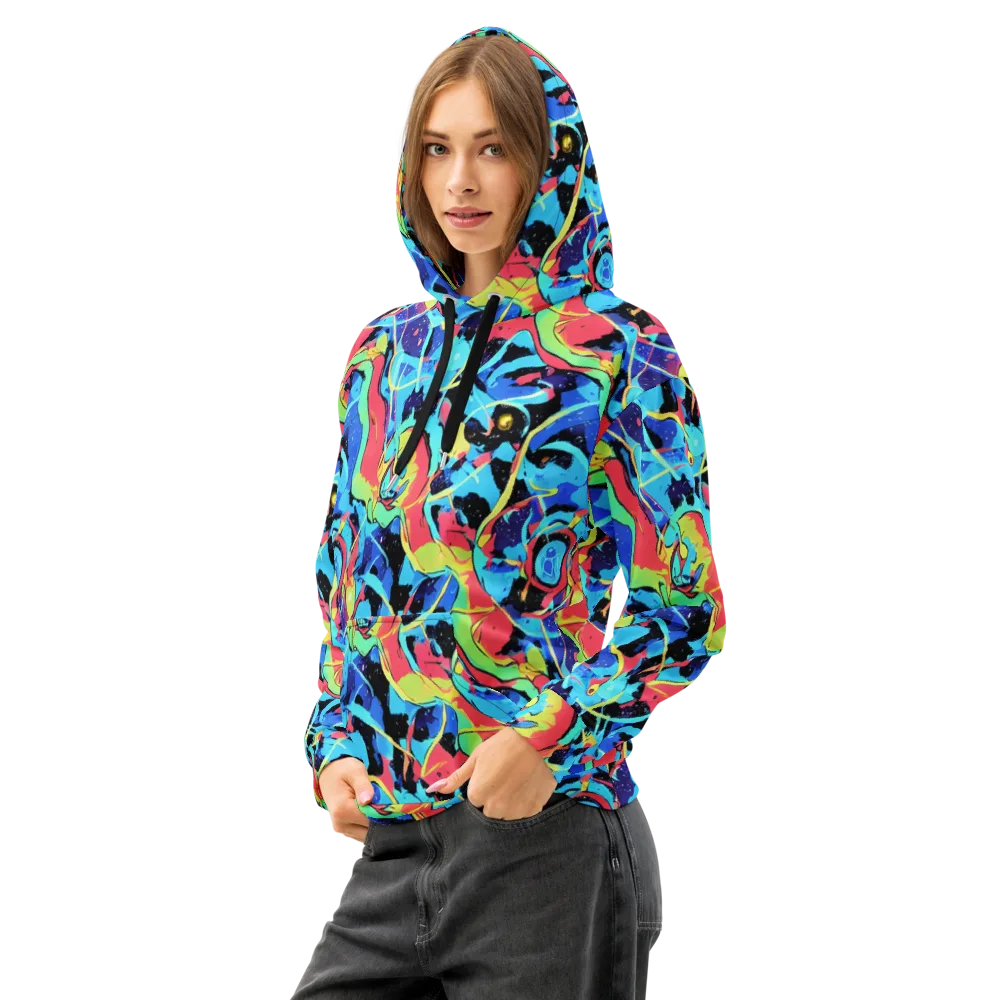 Aqua Mayhem on Cotton Hoodie — Left Front