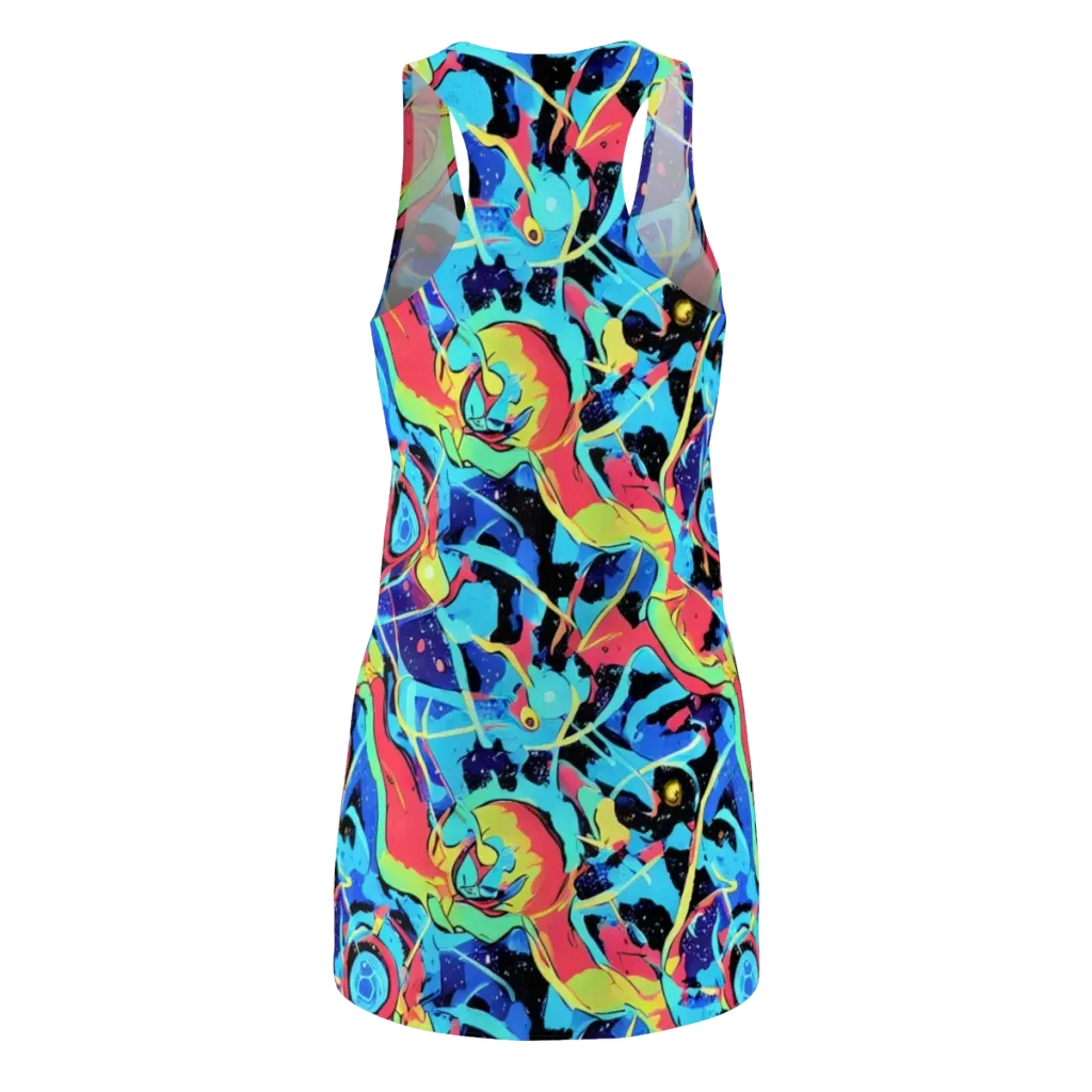 Aqua Mayhem on Racerback Dress — Back