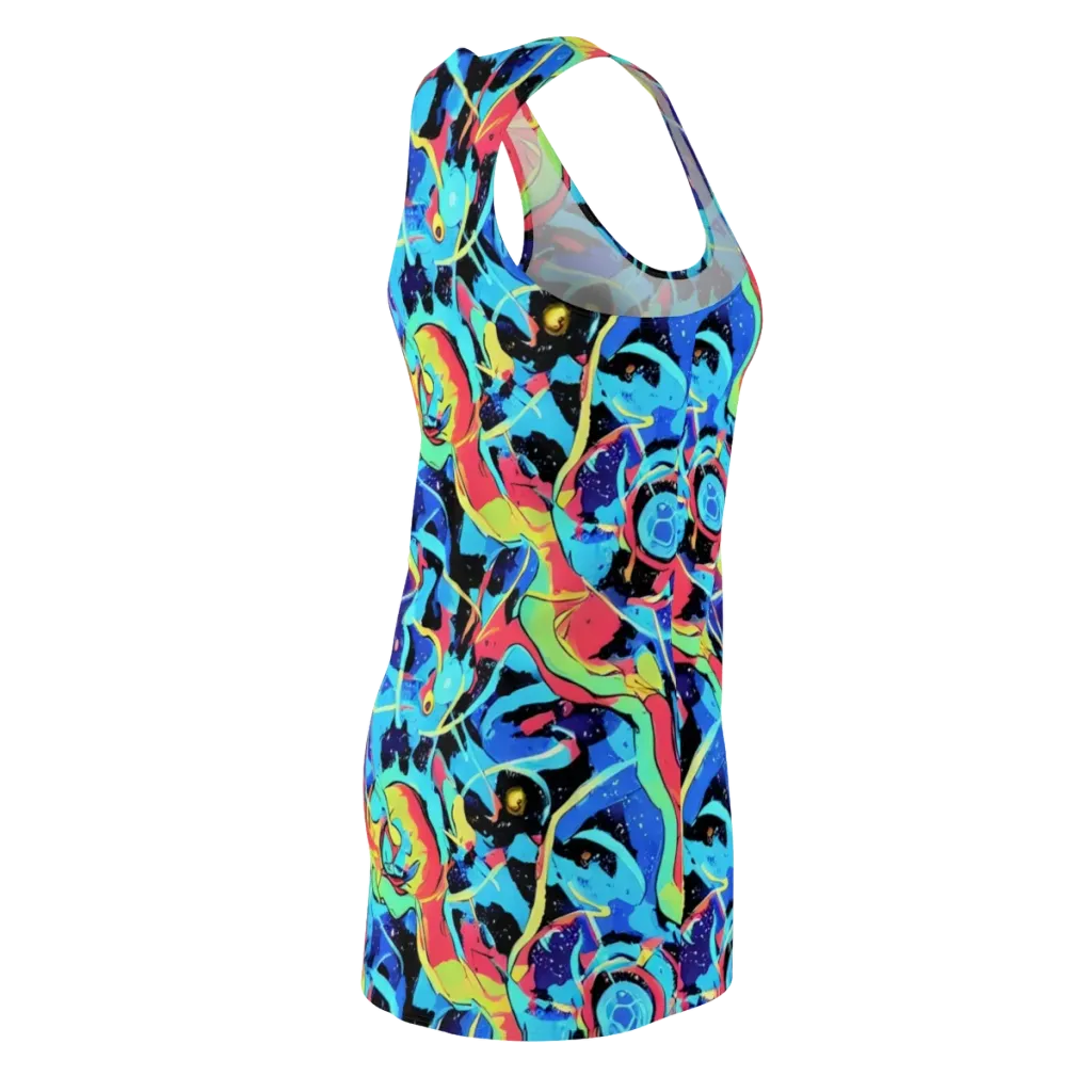 Aqua Mayhem on Racerback Dress — Back Side