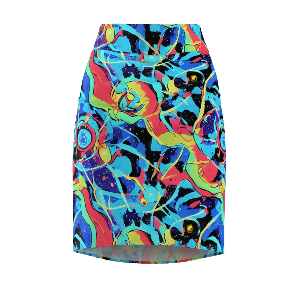 Aqua Mayhem on Pencil Skirt — Front