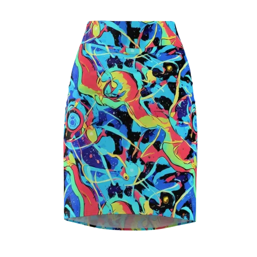 Aqua Mayhem on a Pencil Skirt