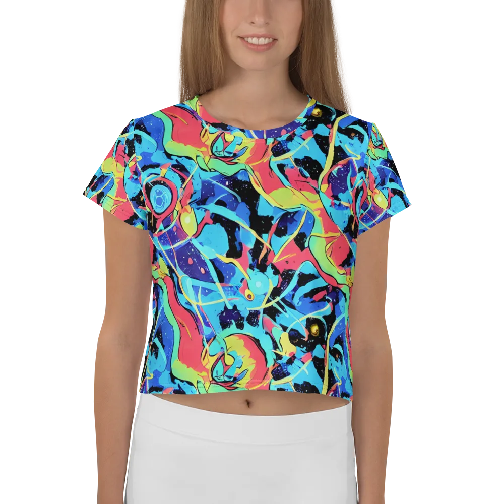 Aqua Mayhem on Crop Tee — Front