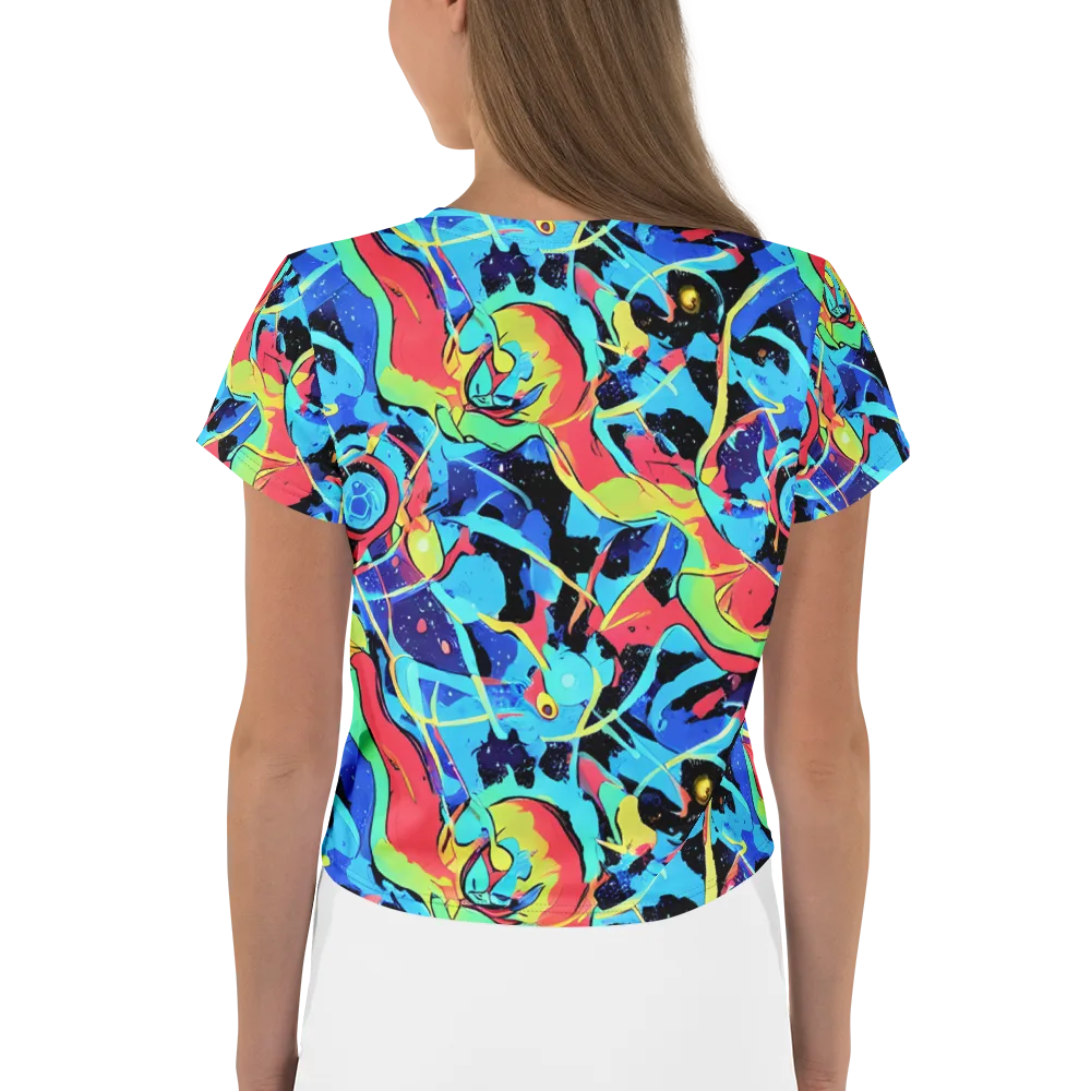 Aqua Mayhem on Crop Tee — Back