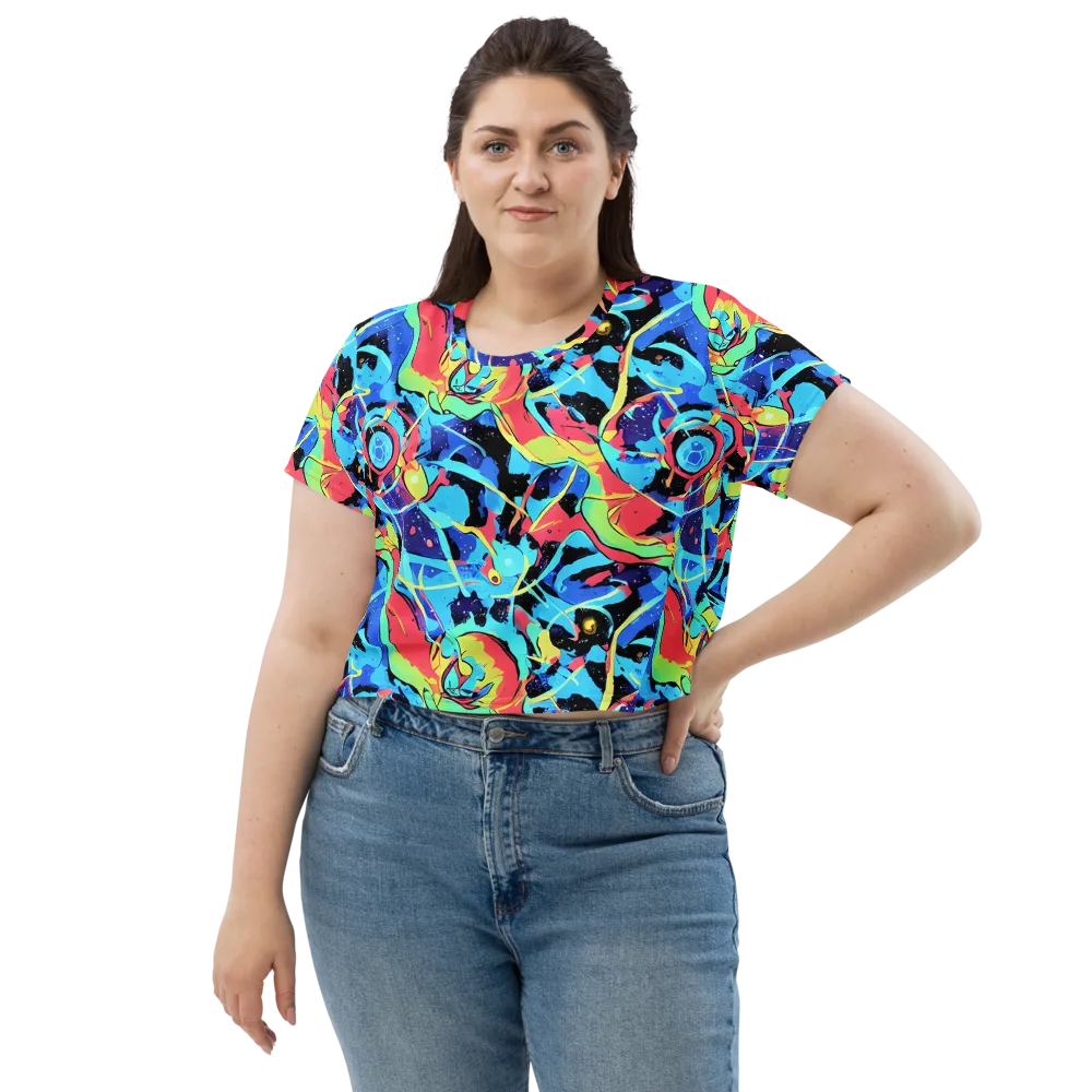 Aqua Mayhem on Crop Tee — Front