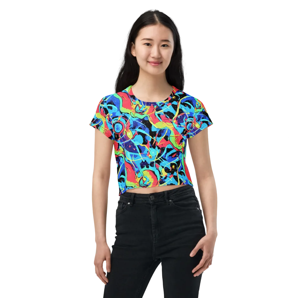 Aqua Mayhem on Crop Tee — Front