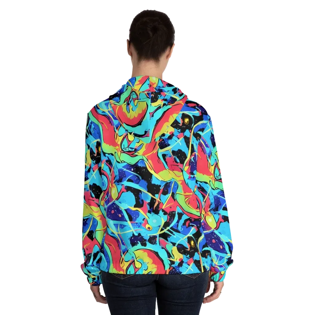 Aqua Mayhem on Women's Full-Zip Hoodie — Back On Person