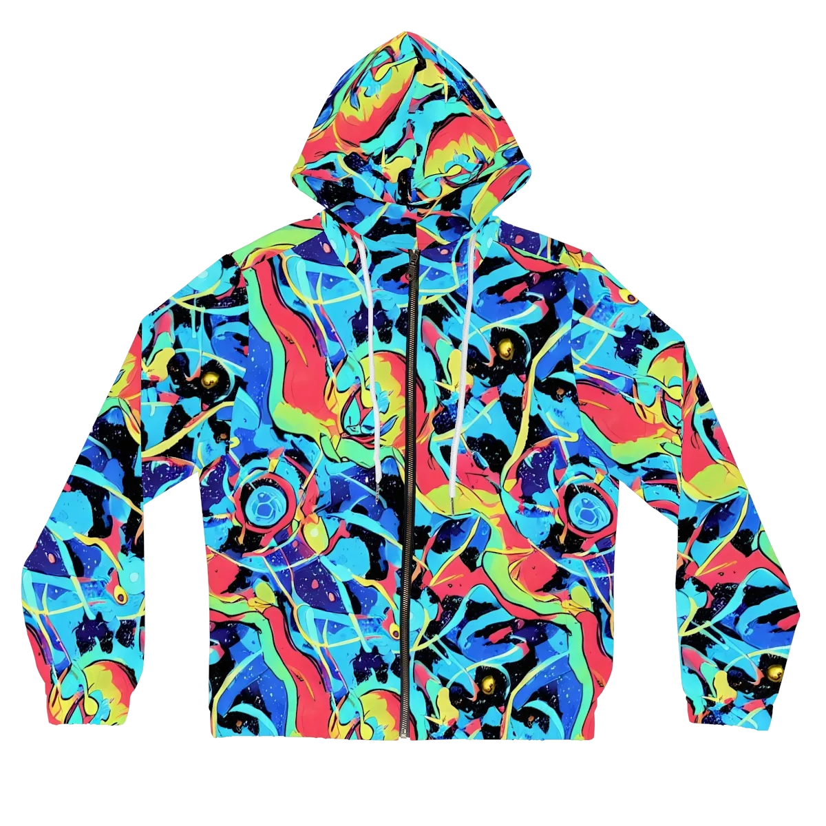 Aqua Mayhem on Women's Full-Zip Hoodie — Front