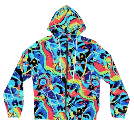 Aqua Mayhem on a Women's Full-Zip Hoodie