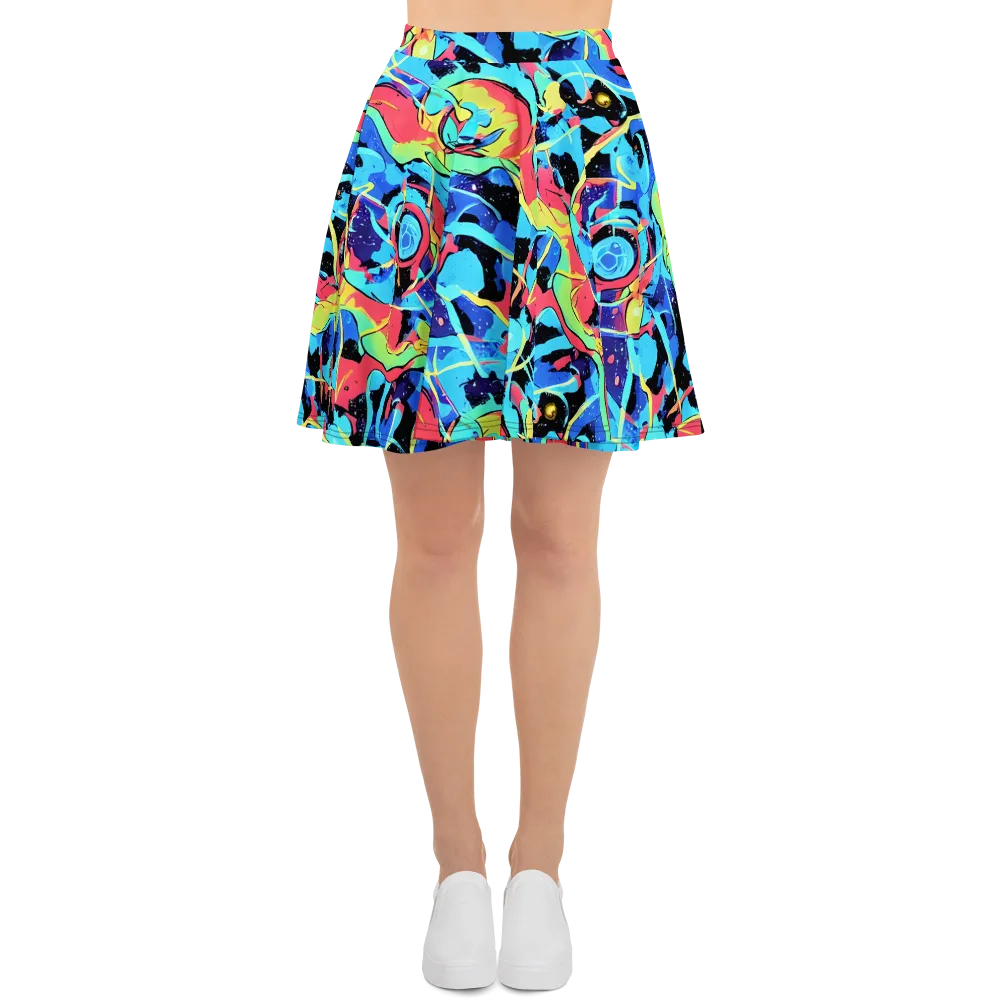 Aqua Mayhem on Skater Skirt — Front
