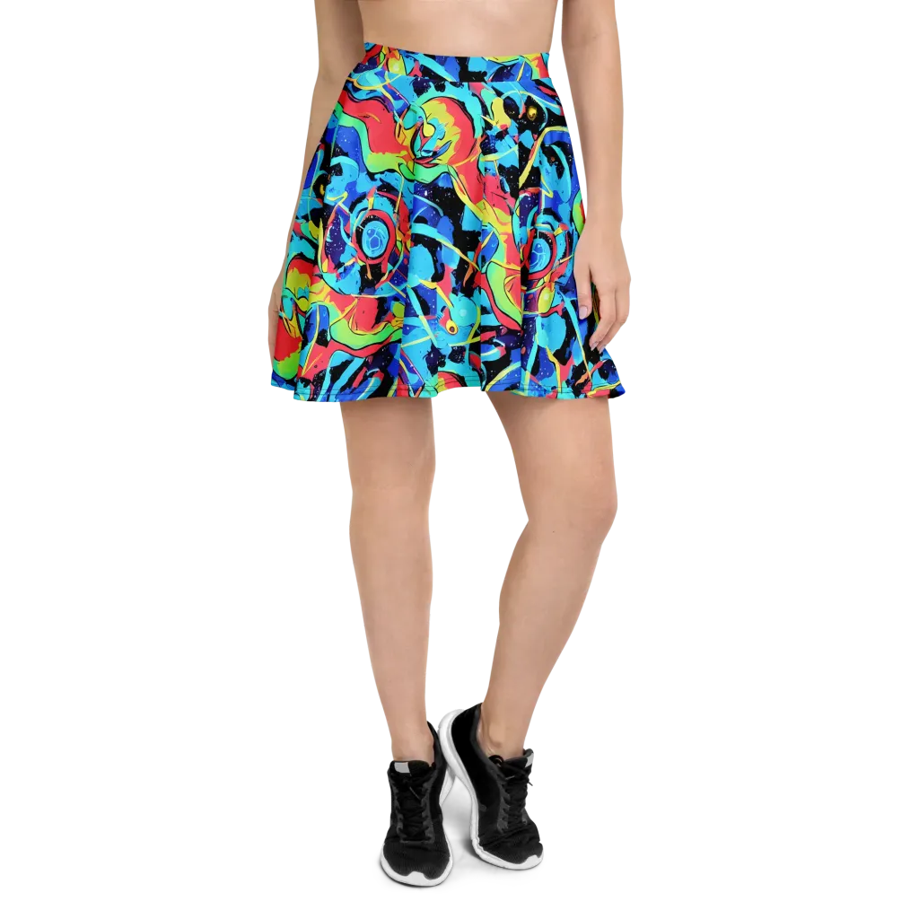 Aqua Mayhem on Skater Skirt — Front