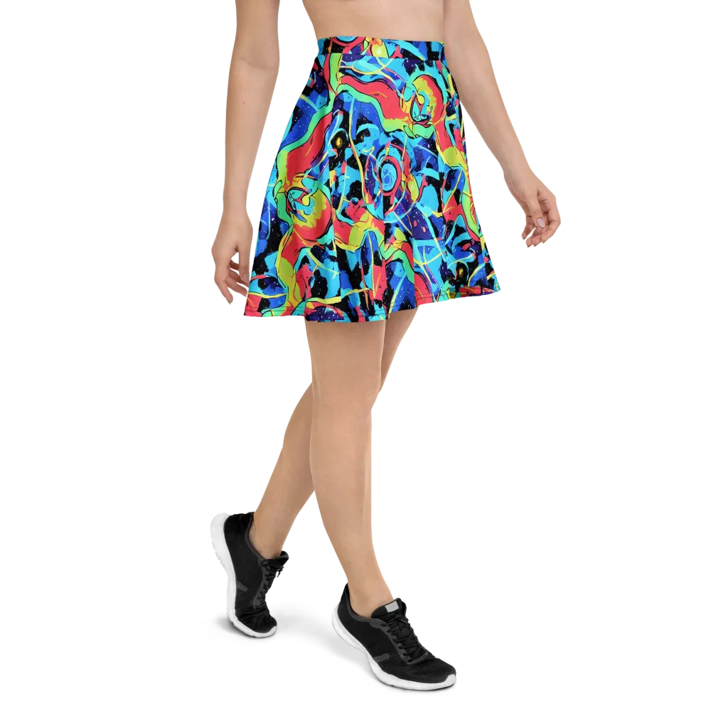 Aqua Mayhem on Skater Skirt — Right