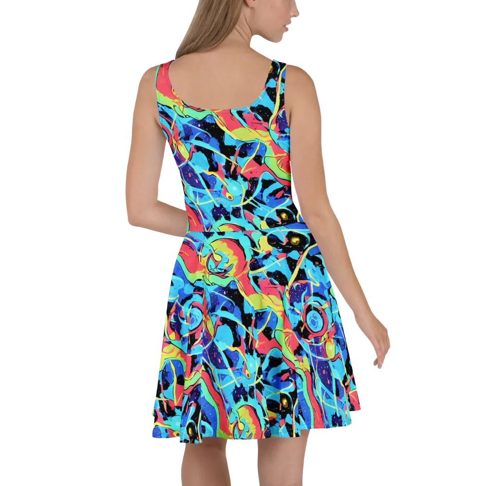 Aqua Mayhem on Skater Dress — Back