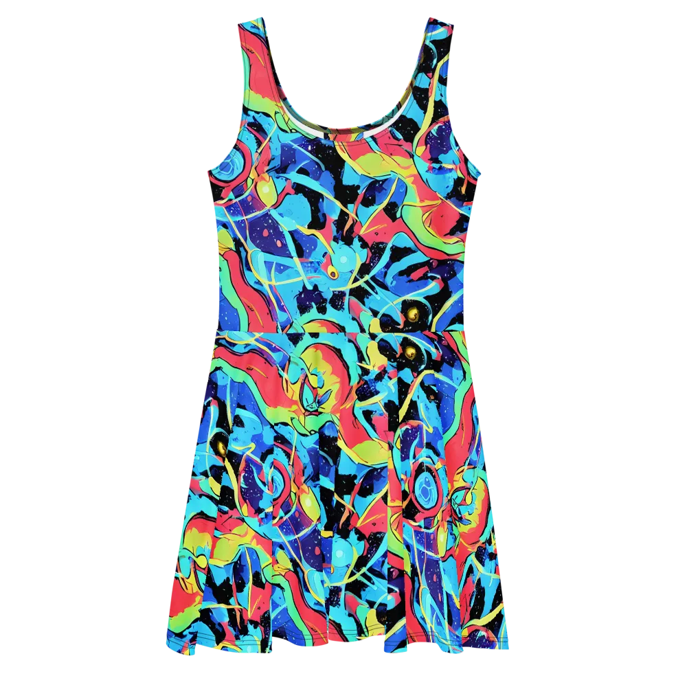 Aqua Mayhem on Skater Dress — Front