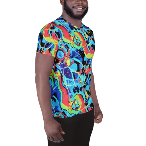Aqua Mayhem on a Men's Athletic T-Shirt
